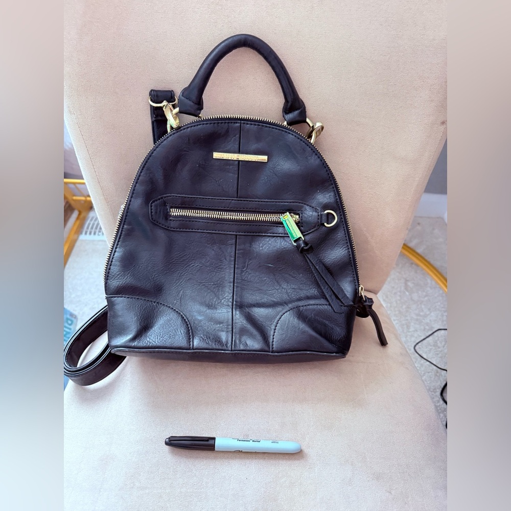Steve Madden Black Leather Backpack